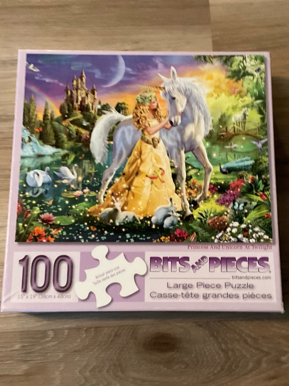 Bits and Pieces Princess & Unicorn 100-Piece Kids Puzzle - Pink Accent